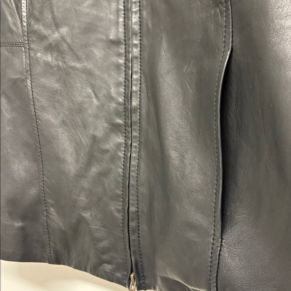 Eileen Fisher Black Lamb Leather Jacket - Picture 3 of 6